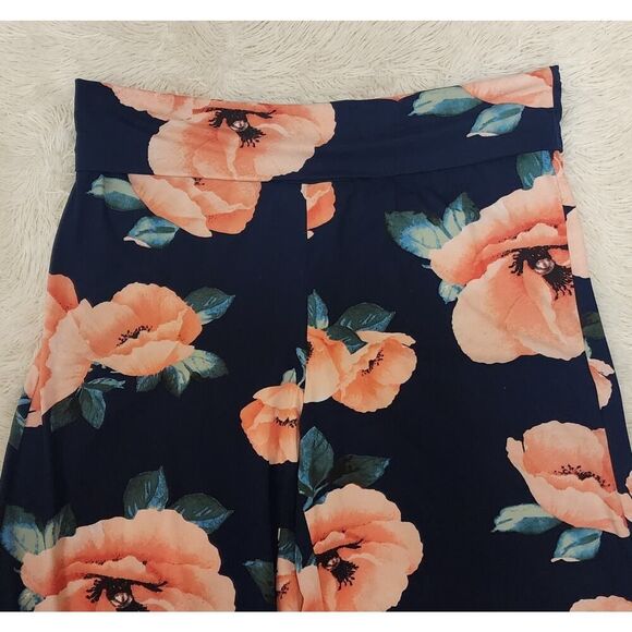 HONEY & LACE Womens Palazzo Wide Leg Floral Blue Pants Boho Retro Plus Size 2X - Picture 3 of 9